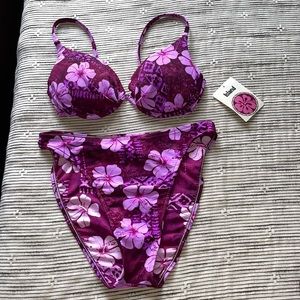 High waisted vintage Bikini hibiscus print
